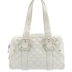 Michael Kors White Patent Leather Quilted Hand Bag